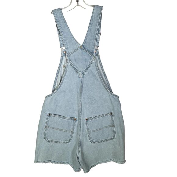 Old Navy Blue Denim Shortalls Bib Overall Shorts Vintage - Picture 2 of 6